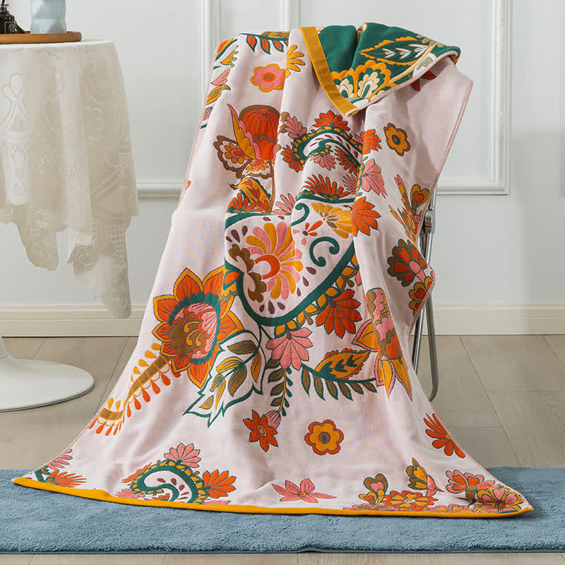 Atmungsaktives, saugfähiges Handtuch aus Baumwollgaze mit Blumenmuster