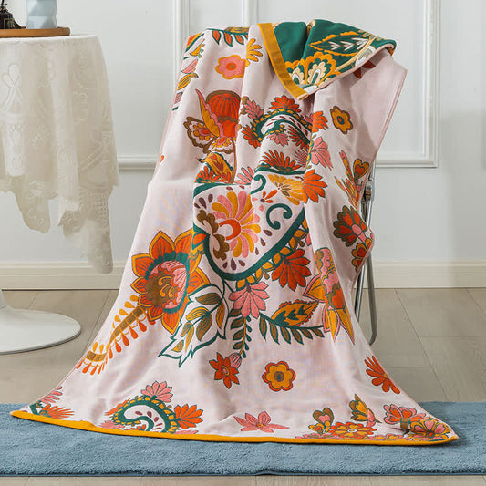 Atmungsaktives, saugfähiges Handtuch aus Baumwollgaze mit Blumenmuster