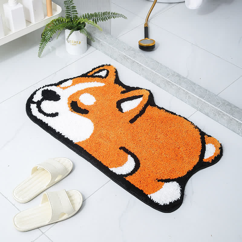 Saugfähige dekorative Badematte mit Cartoon-Corgi-Motiv