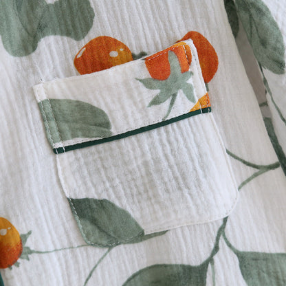 Kurzärmliges Loungewear-Set aus reiner Baumwolle mit Blumenmuster