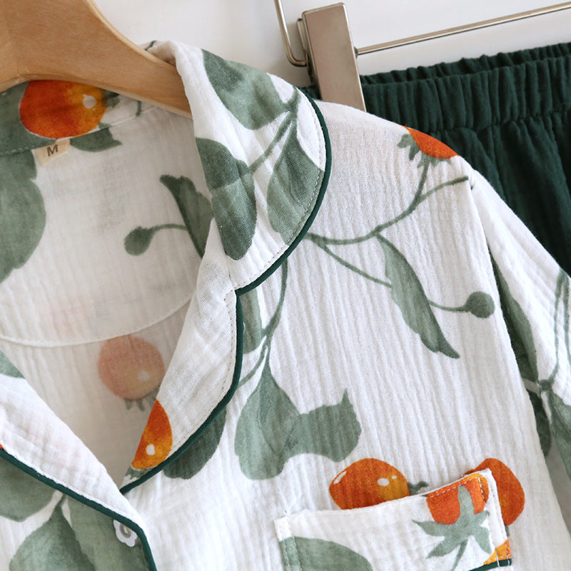 Kurzärmliges Loungewear-Set aus reiner Baumwolle mit Blumenmuster