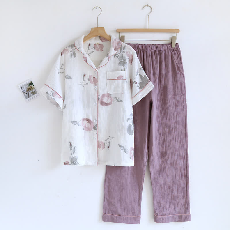 Rose Kurzarm Sommer Loungewear Set