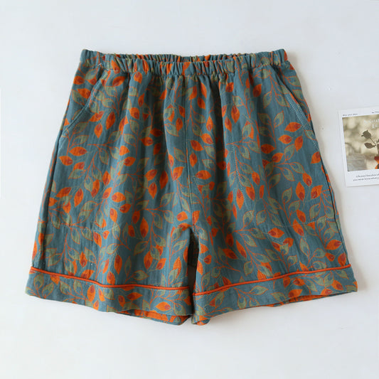 Pyjamashorts aus garngefärbter Jacquard-Baumwollgaze