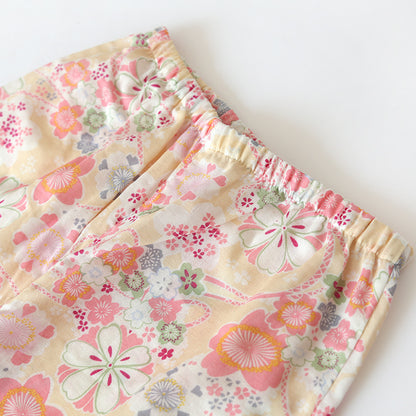 Loungewear-Set aus Baumwollgaze mit Kimono und Blumenmuster