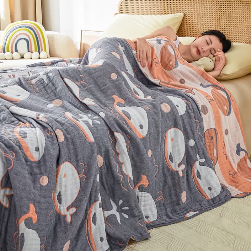 Steppdecke aus Baumwollgaze-Jacquard mit Walmuster