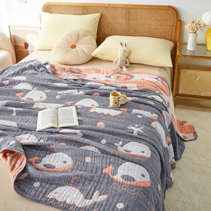 Steppdecke aus Baumwollgaze-Jacquard mit Walmuster