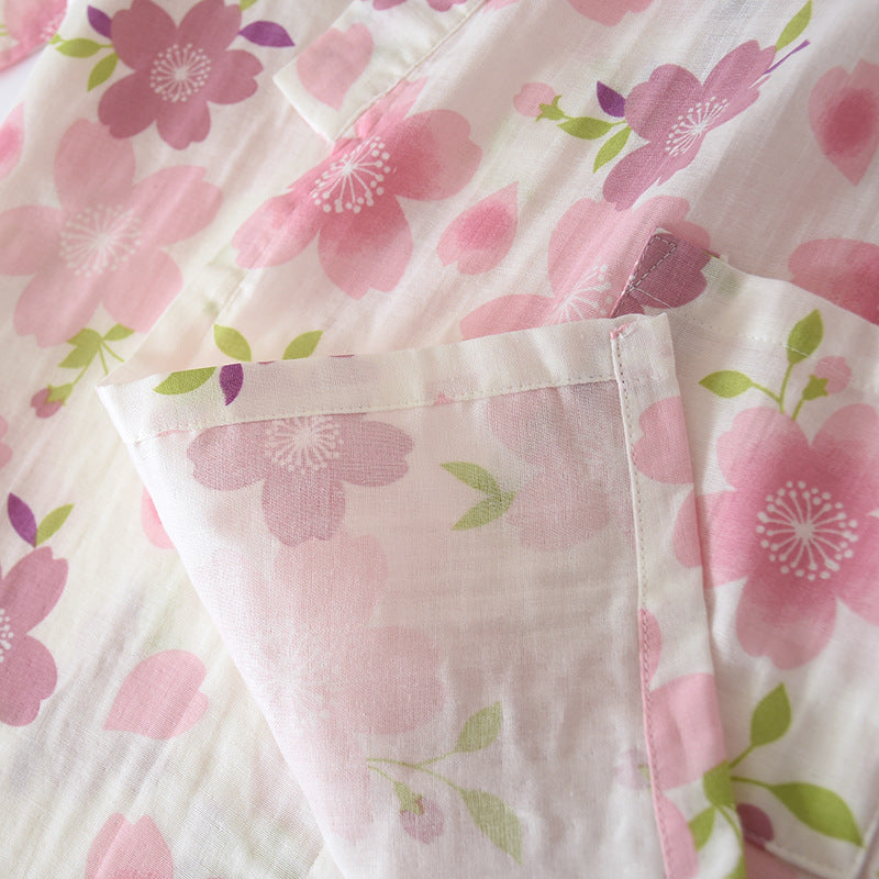 Pyjama-Set aus Baumwollgaze mit Kirschblütenmotiv