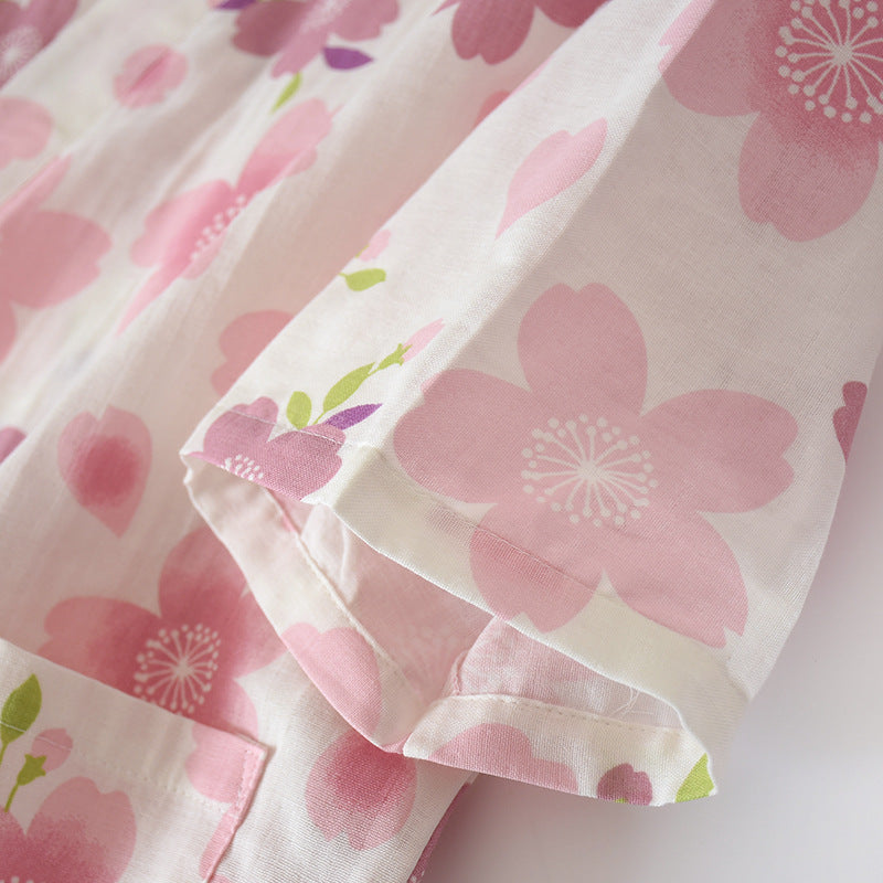 Pyjama-Set aus Baumwollgaze mit Kirschblütenmotiv