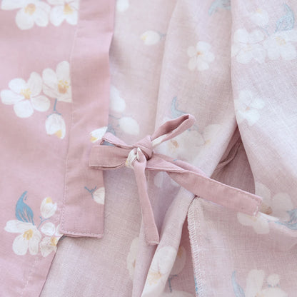 Pyjama-Set aus Baumwollgaze mit V-Ausschnitt und Blumenmuster