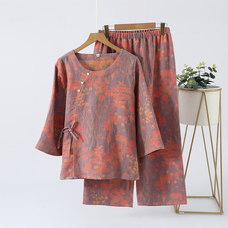 Baumwollgaze Vintage Retro Loungewear Set