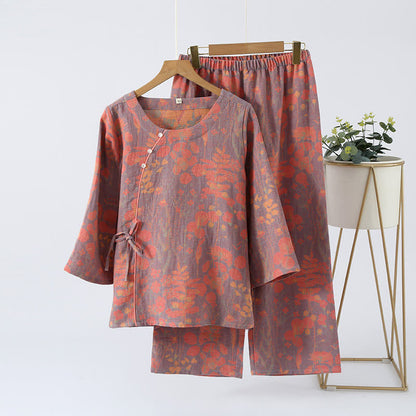 Baumwollgaze Vintage Retro Loungewear Set