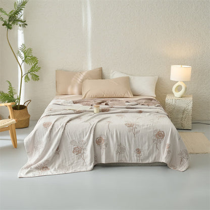 Jacquard-Steppdecke aus vierlagiger Baumwollgaze