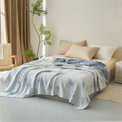 Jacquard-Steppdecke aus vierlagiger Baumwollgaze