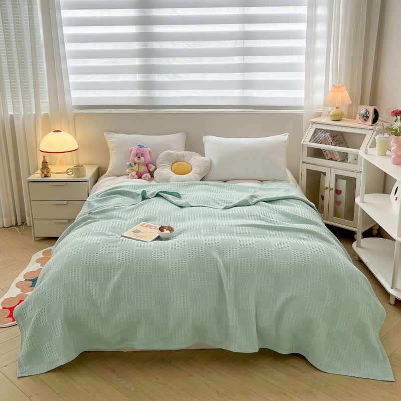 Leichte Steppdecke aus reiner Baumwolle mit Waffelstruktur