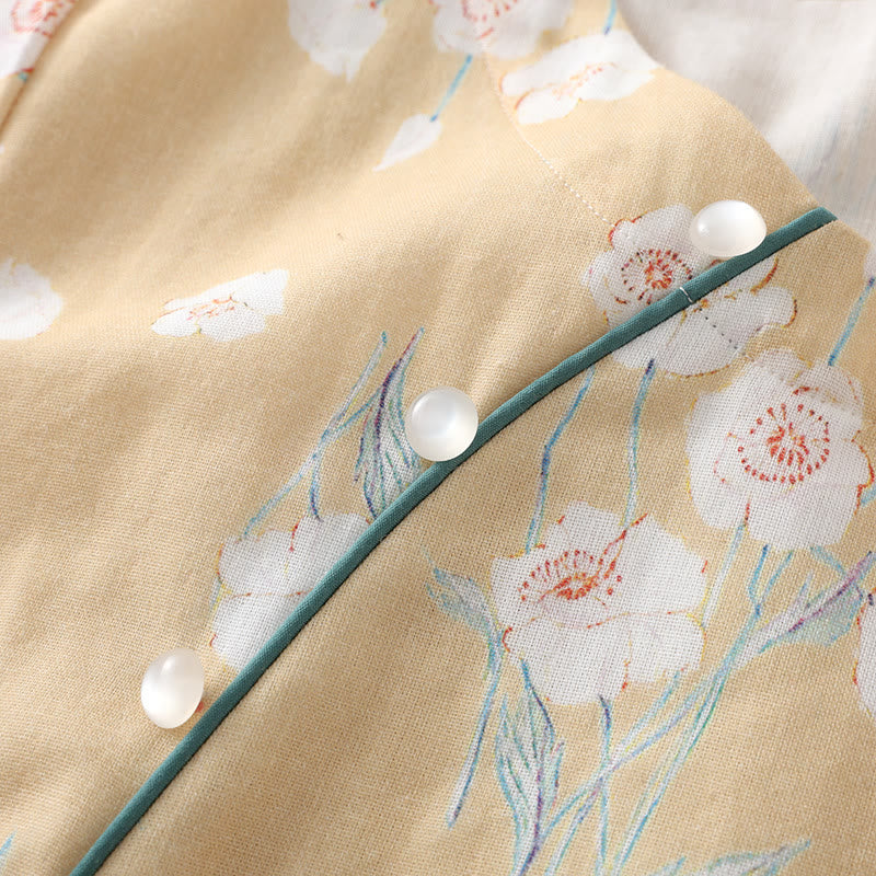 Loungewear-Set aus Baumwollgaze mit Rundhalsausschnitt