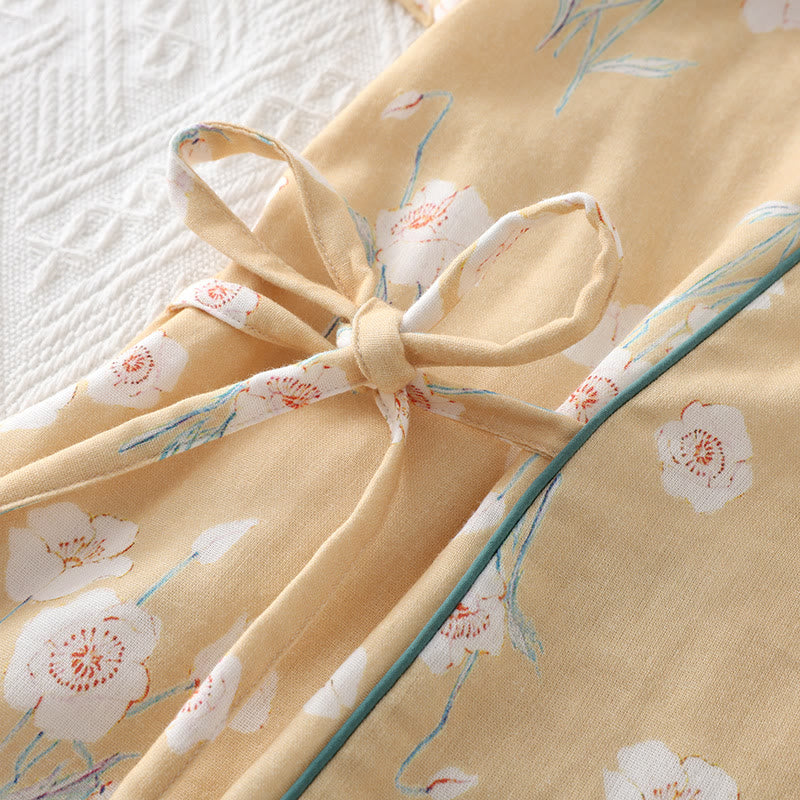 Loungewear-Set aus Baumwollgaze mit Rundhalsausschnitt