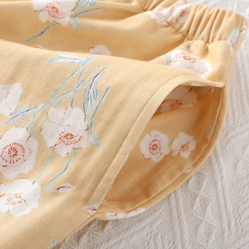 Loungewear-Set aus Baumwollgaze mit Rundhalsausschnitt