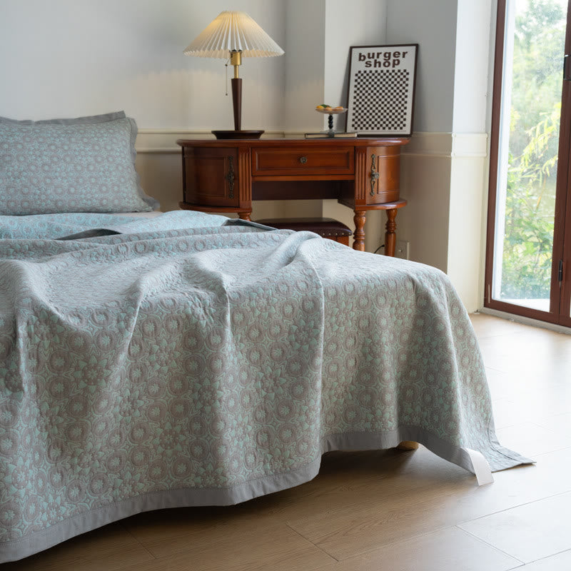 Luxuriöse, weiche Steppdecke aus Baumwollgaze-Jacquard