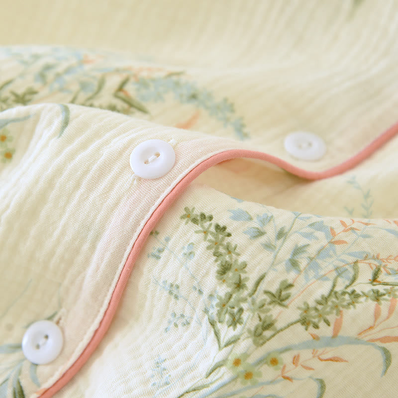 Loungewear-Set aus reiner Baumwolle mit ländlichem Revers