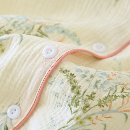 Loungewear-Set aus reiner Baumwolle mit ländlichem Revers