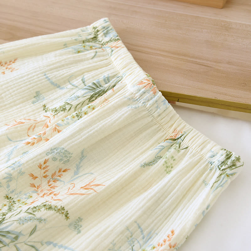 Loungewear-Set aus reiner Baumwolle mit ländlichem Revers
