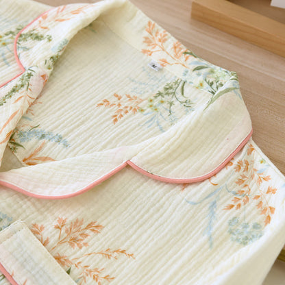 Loungewear-Set aus reiner Baumwolle mit ländlichem Revers