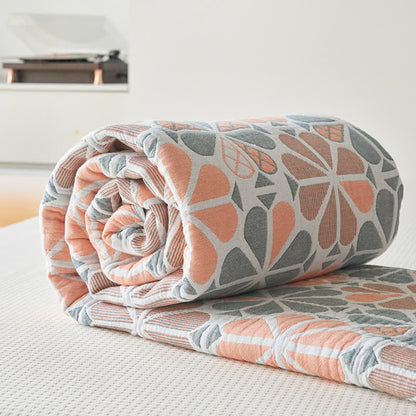 Sommersteppdecke aus sechslagiger Baumwollgaze mit Blumenmuster
