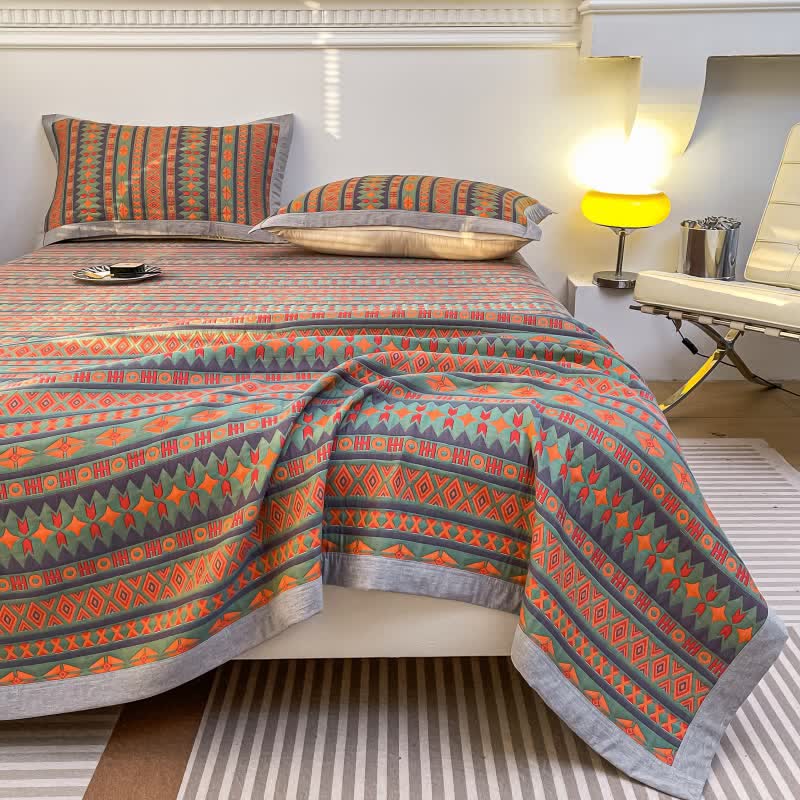 Jacquard-Sommersteppdecke mit geometrischem Retro-Muster