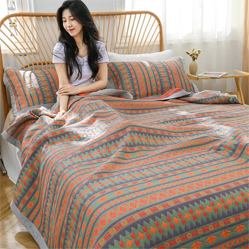 Jacquard-Sommersteppdecke mit geometrischem Retro-Muster