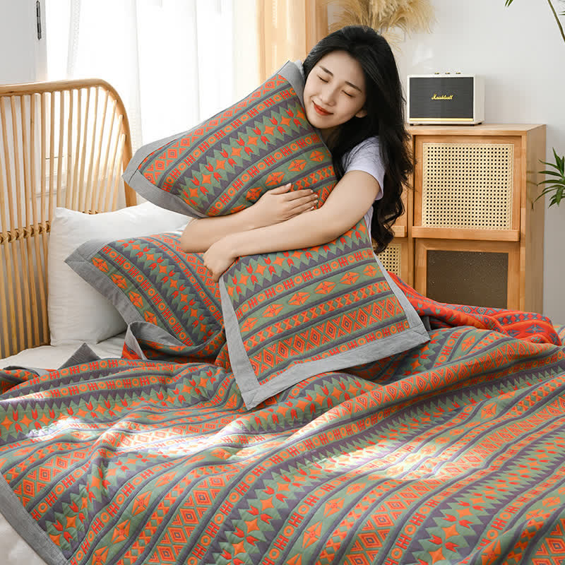 Jacquard-Sommersteppdecke mit geometrischem Retro-Muster