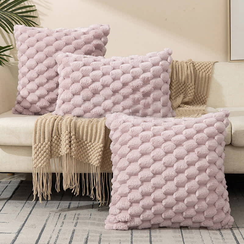 Flauschiger dekorativer Kissenbezug aus Jacquard-Schneeflockensamt