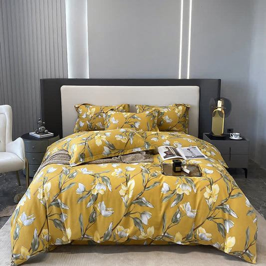 Bettwäscheset aus reiner Baumwolle mit Retro-Blumenmuster (4-teilig)