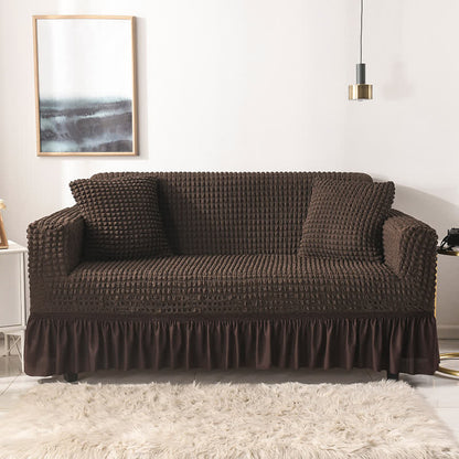 Elastischer Sofabezug mit Rüschen im schlichten Stil