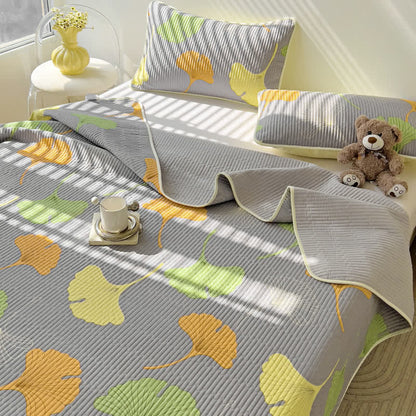 Luxuriöse, weiche Bettdecke aus reiner Baumwolle mit Ginkgoblatt