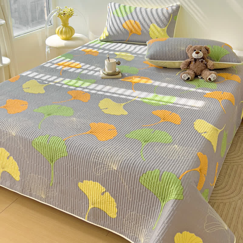 Luxuriöse, weiche Bettdecke aus reiner Baumwolle mit Ginkgoblatt