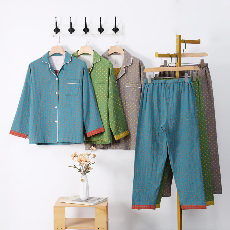 Loungewear-Set aus karierter Jacquard-Baumwolle