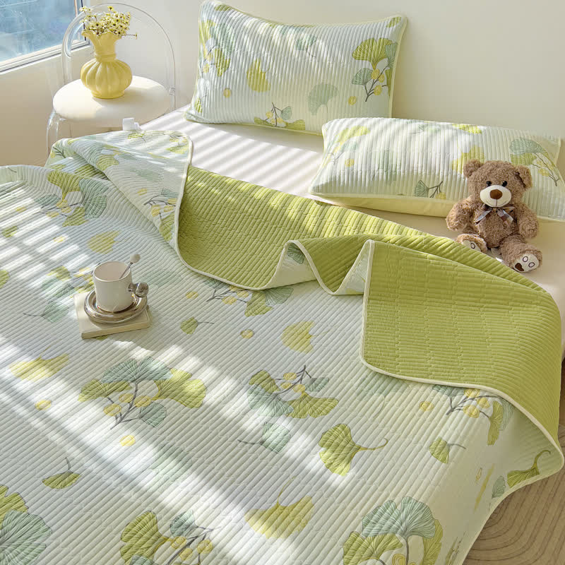 Weiche Bettdecke aus reiner Baumwolle mit Ginkgoblatt-Blumenmuster