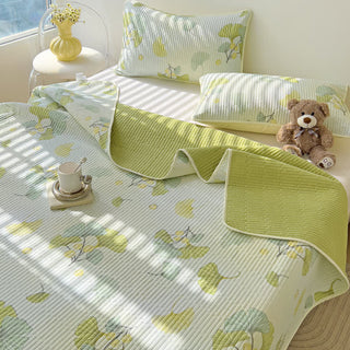 Weiche Bettdecke aus reiner Baumwolle mit Ginkgoblatt-Blumenmuster