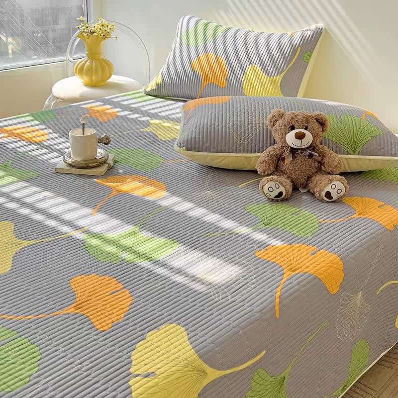 Luxuriöse, weiche Bettdecke aus reiner Baumwolle mit Ginkgoblatt