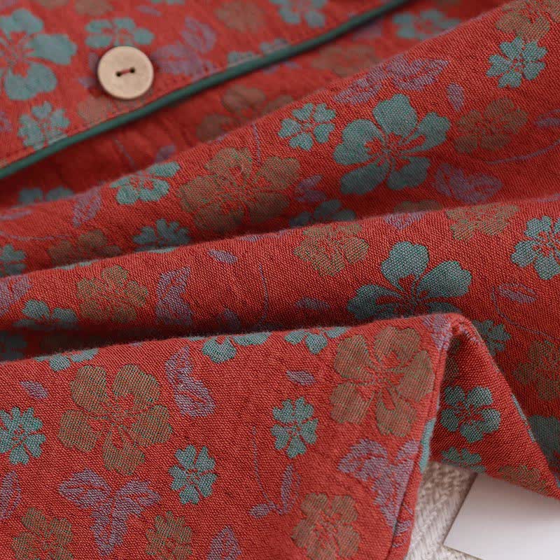 Doppellagiges Gaze-Pyjama-Set mit Blumenmuster