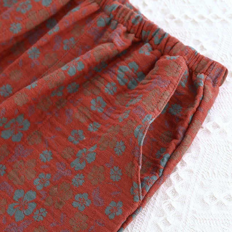 Doppellagiges Gaze-Pyjama-Set mit Blumenmuster
