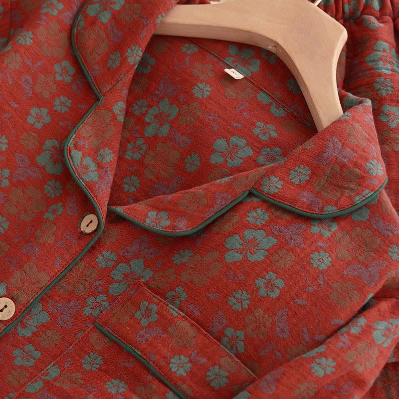 Doppellagiges Gaze-Pyjama-Set mit Blumenmuster