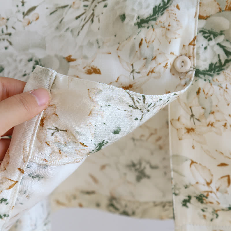 Nachtwäsche-Set im ländlichen Stil mit Satin-Revers