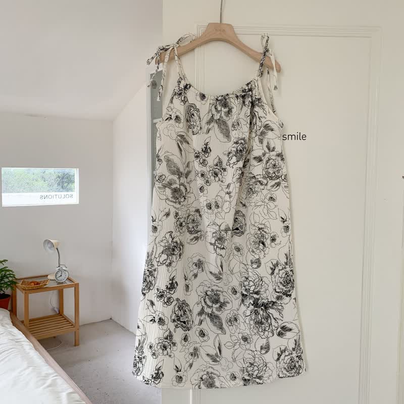 Sommer-Camisole-Nachthemd aus reiner Baumwolle mit Blumenmuster