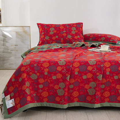 Elegante, bequeme Steppdecke aus Baumwollgaze in Rosa