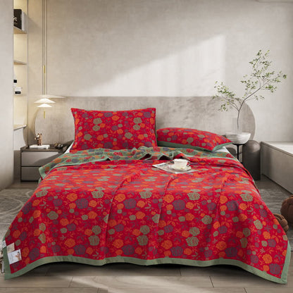 Elegante, bequeme Steppdecke aus Baumwollgaze in Rosa