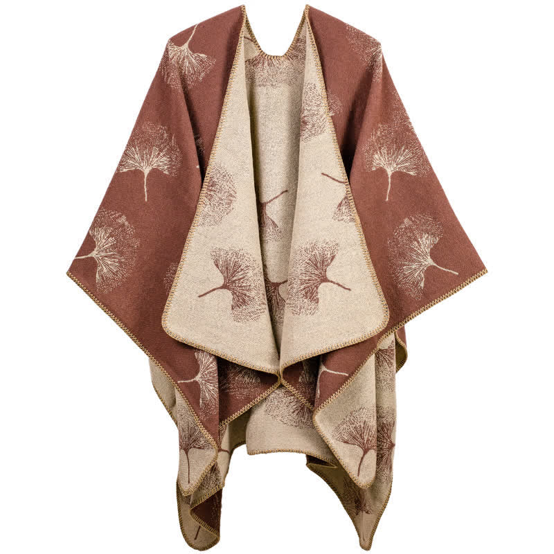 Luxuriöser Ginkgoblatt-Reiseschal-Umhang - Braun - 130cm x 150cm - image 1