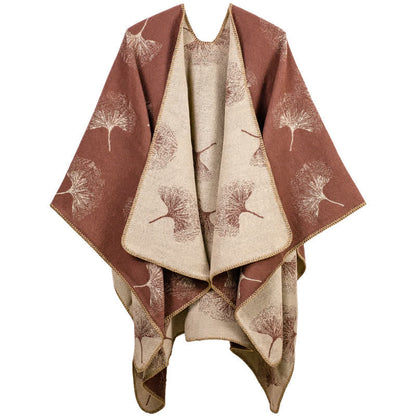 Luxuriöser Ginkgoblatt-Reiseschal-Umhang - Braun - 130cm x 150cm - image 1