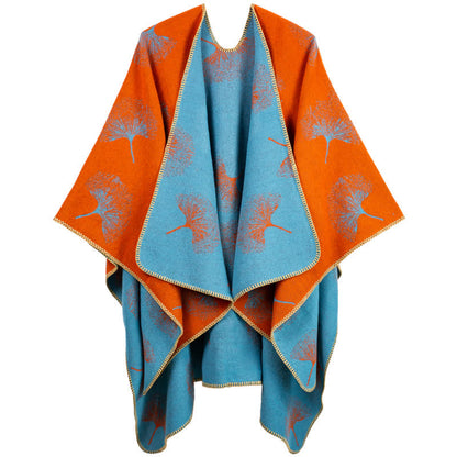 Luxuriöser Ginkgoblatt-Reiseschal-Umhang - Orange - 130cm x 150cm - image 7