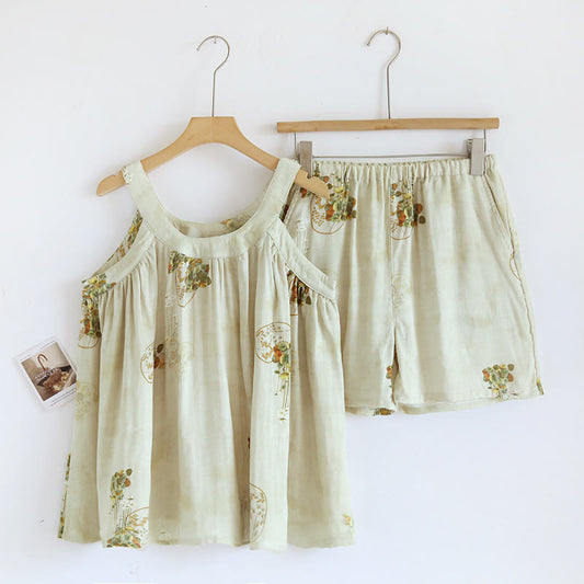 Loungewear-Set mit Tanktop aus Bambusfaser mit Blumenmuster